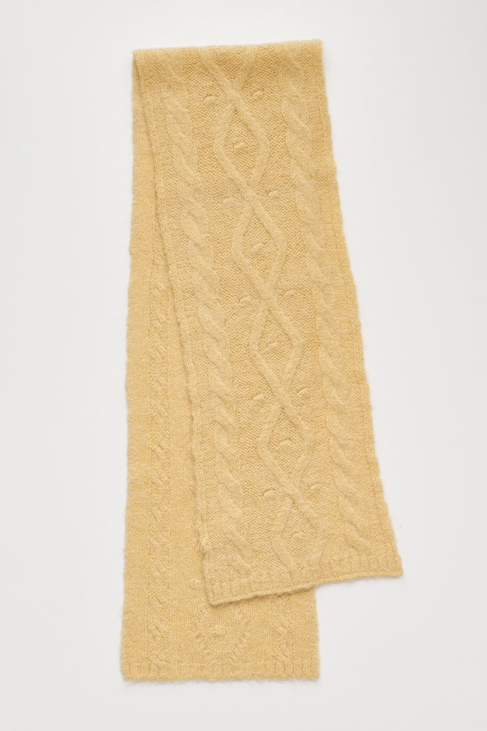 Aran Knitted Scarf Faded Yellow