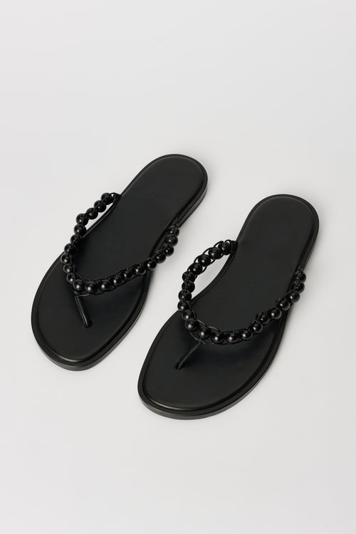 Wood Bead — Leather Sandal