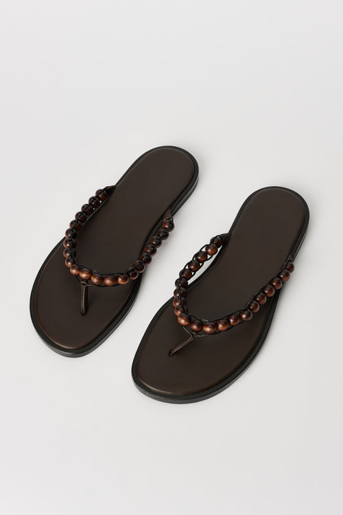 Wood Bead — Leather Sandal