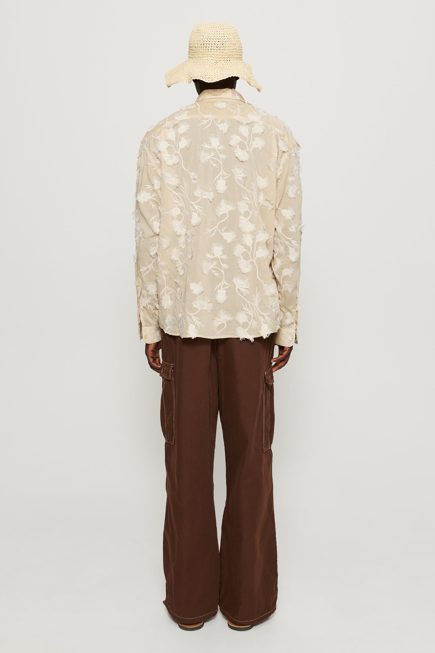 Product#P6046 Luggage Brown Wide Leg Slacks With Custom Button Tabs / Flapped Pockets main image 0