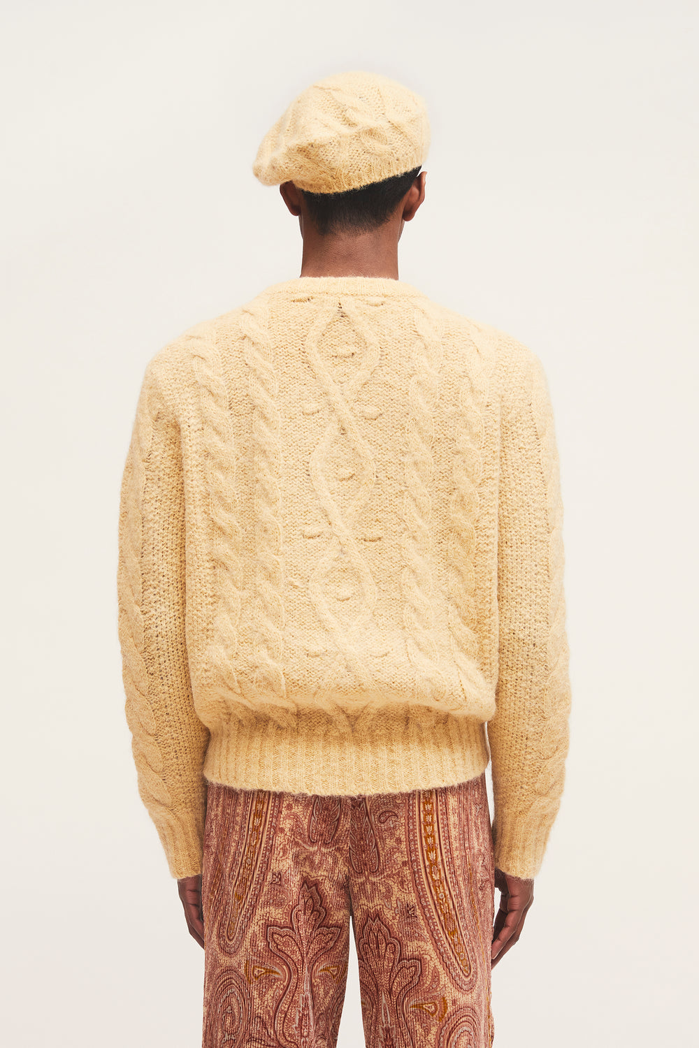 Aran Cable-Knit Jumper Faded Yellow