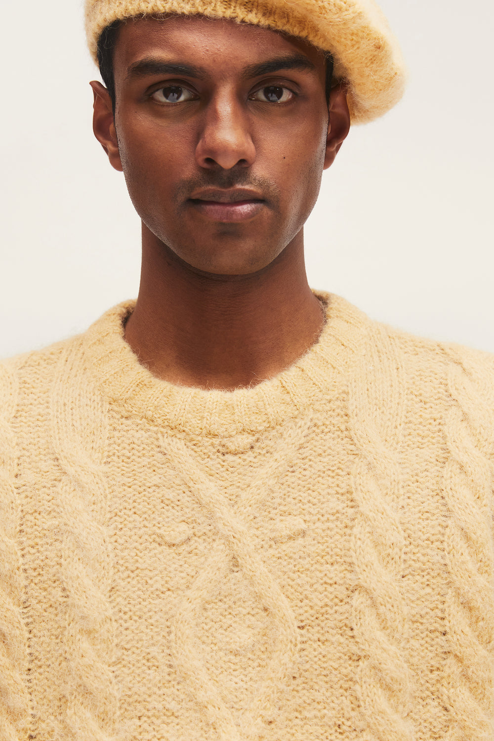 Aran Cable-Knit Jumper Faded Yellow