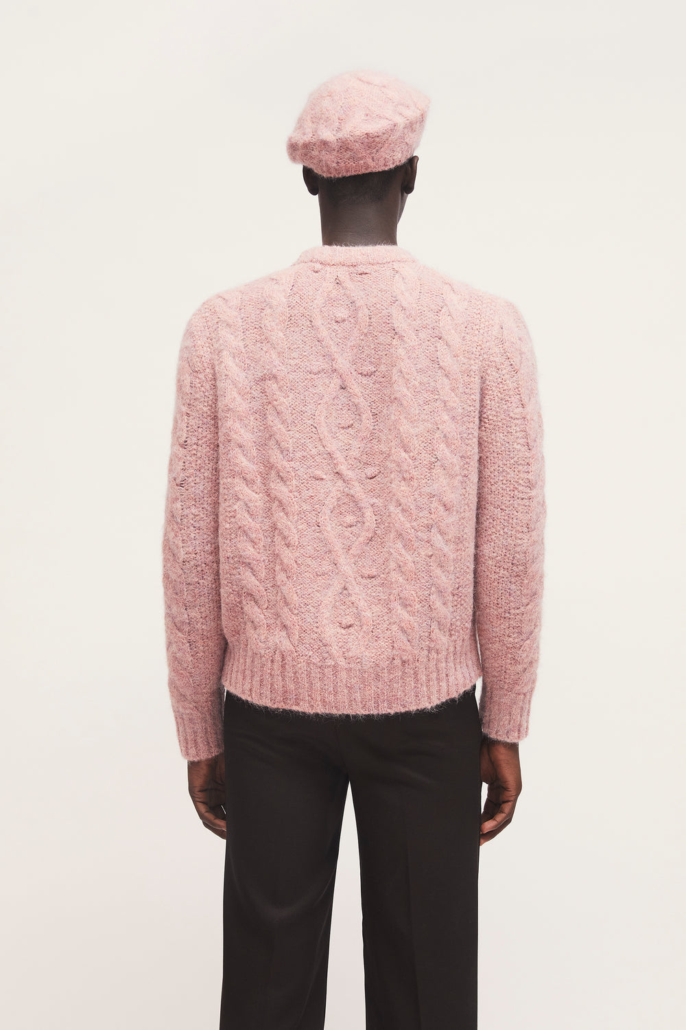 Aran Cable-Knit Jumper Pink Melange