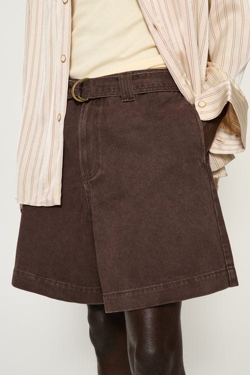 Aadan — Belted Denim Shorts