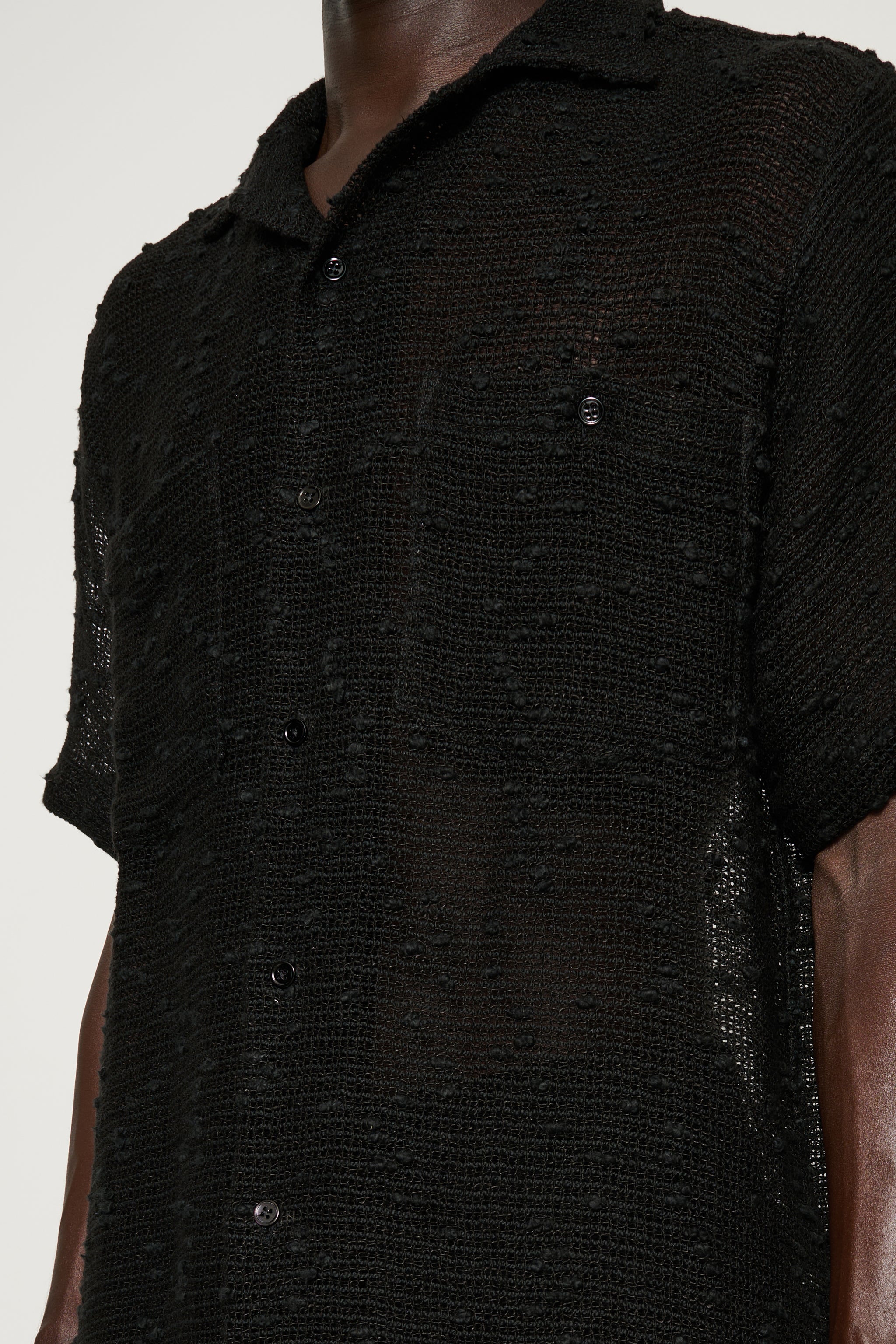 トップス CMMN SWDN Dexter Short Sleeve Shirt 46 Dexter — Mesh Camp Collar Shirt