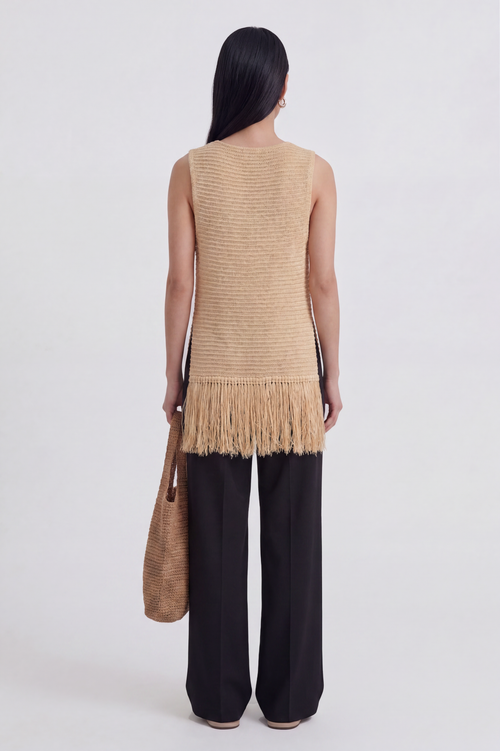 Freja — Raffia Knitted Vest