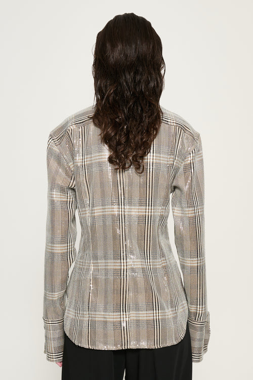 Jade Sequin Point Collar Shirt