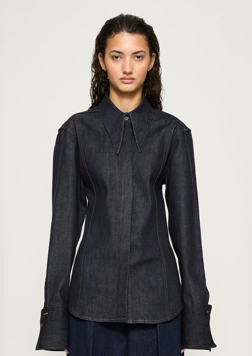 Ira Denim Point Collar Shirt