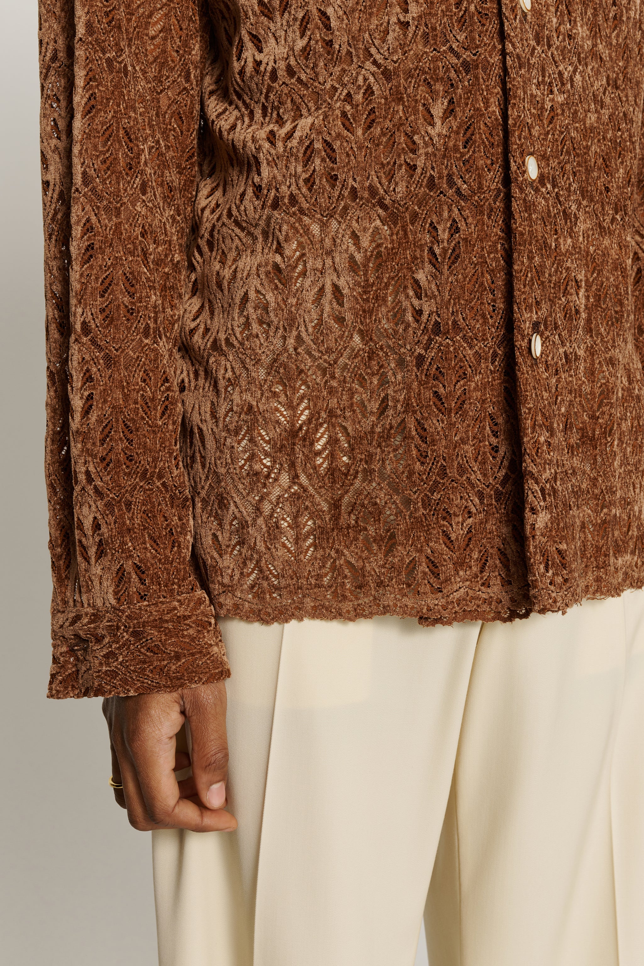 Rani Velvet Lace Shirt Brown Rani Velvet Lace Shirt Brown