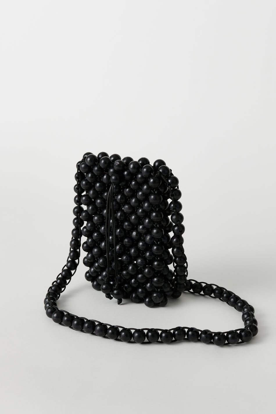 Wood Bead Pouch Black