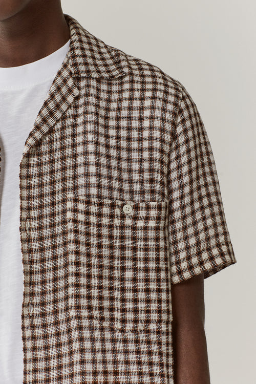 Dexter Camp Collar Shirt Brown Check